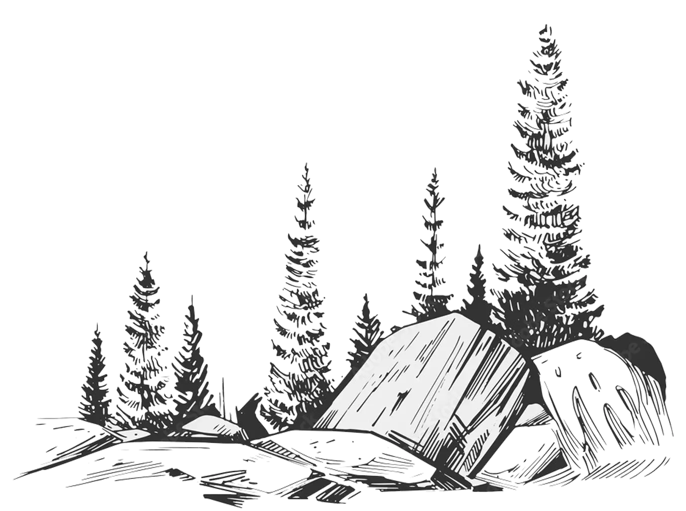 black and white tree drawing image